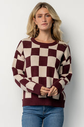 Quincy Checkered Sweater | Burgundy
